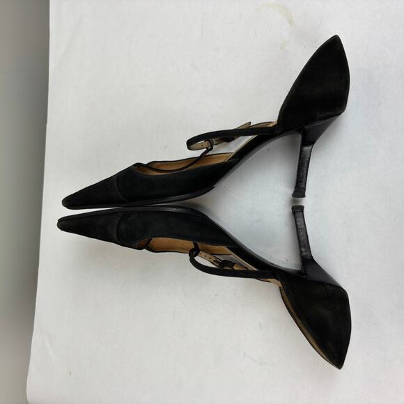 Vintage Chanel Suede Strappy Pointed Toe Kitten Heels Women's 39 - Picture 7 of 14